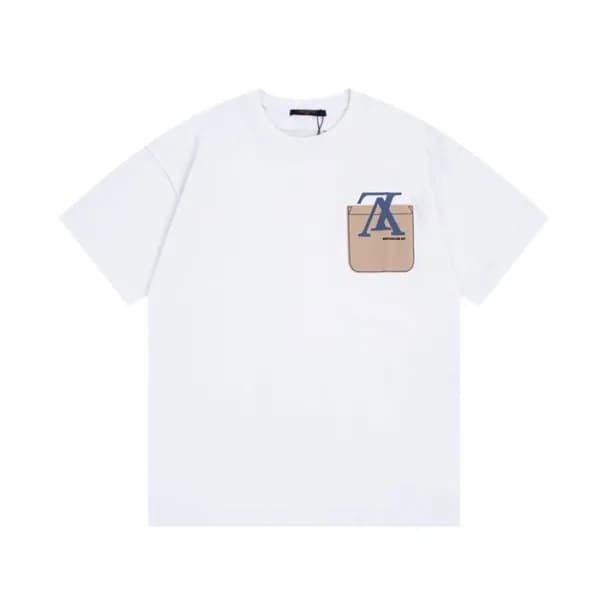루이비통 남성 화이트 크루넥 반팔티 - Louis vuitton Mens White Sho… - 1
