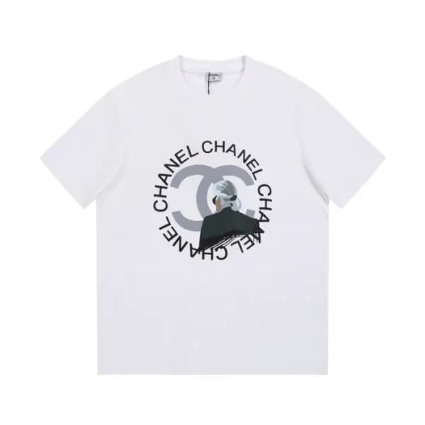 샤넬 남/녀 크루넥 화이트 반팔티 - Chanel Unisex White Tshirts -… - 1