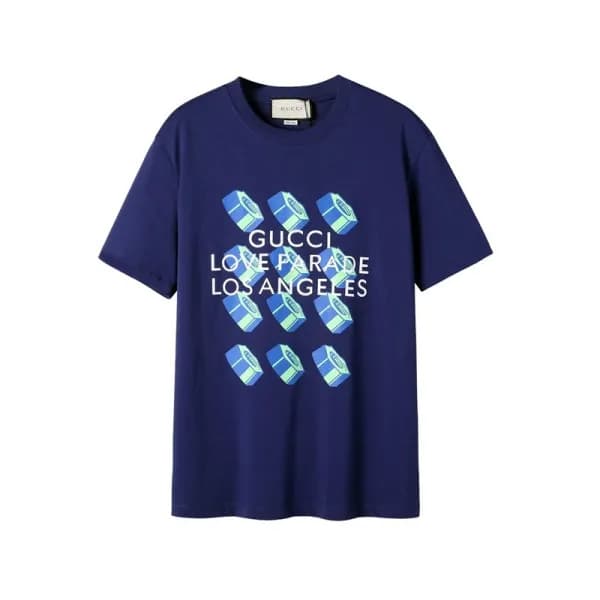 구찌 남/녀 블루 크루넥 반팔티 - Gucci Unisex Blue Short sleeve… - 1