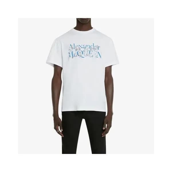 알렉산더맥퀸 남성 화이트 크루넥 반팔티 - Alexander Mcqueen Mens Whi… - 1