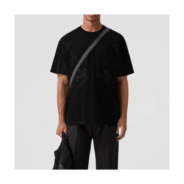 버버리 남/녀 블랙 크루넥 반팔티 - Burberry Unisex Black Tshirts… - 1
