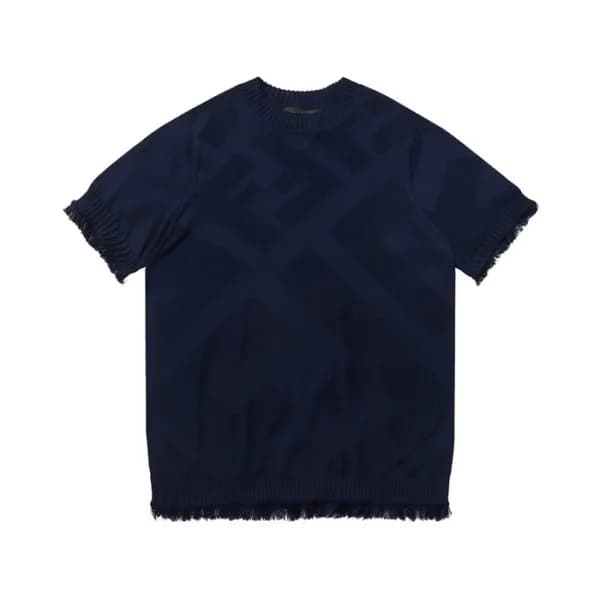 펜디 남성 네이비 크루넥 반팔티 - Fendi Mens Navy Short sleeved … - 1