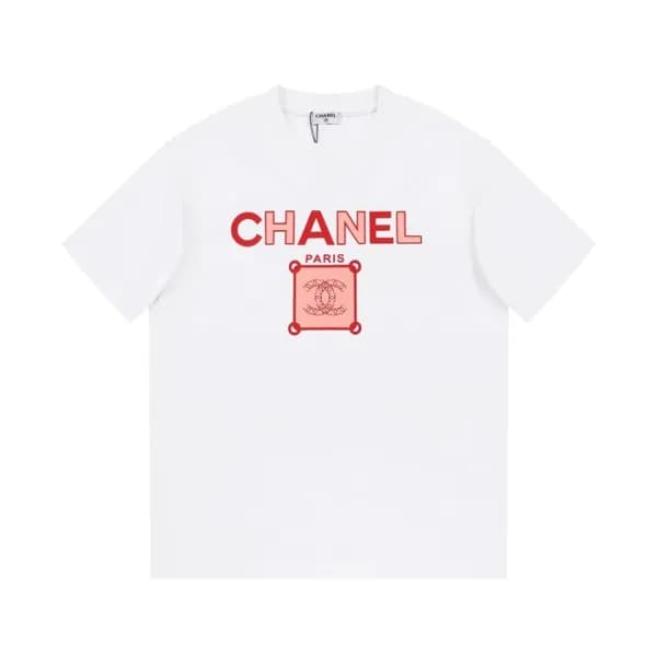 샤넬 남/녀 크루넥 화이트 반팔티 - Chanel Unisex White Tshirts -… - 1