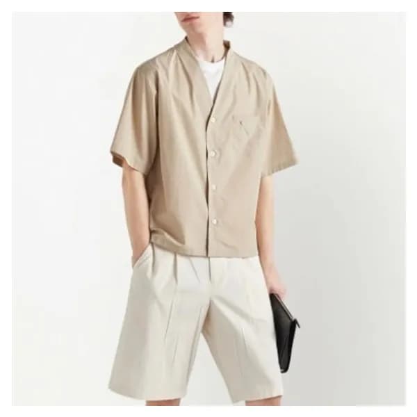 프라다 남성 모던 베이지 반팔 셔츠 - Prada Mens Beige Short sleev… - 1