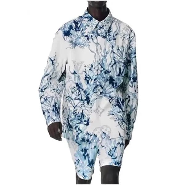 루이비통 남성 블루 셔츠 - Louis vuitton Mens Blue Tshirts - … - 1