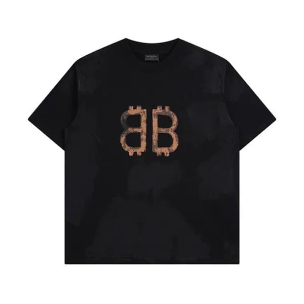 발렌시아가 남성 블랙 크루넥 반팔티 - Balenciaga Mens Black Short … - 1