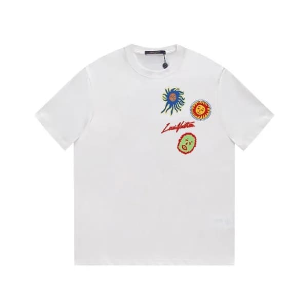 루이비통 남성 크루넥 화이트 반팔티 - Louis vuitton Mens White Sho… - 1