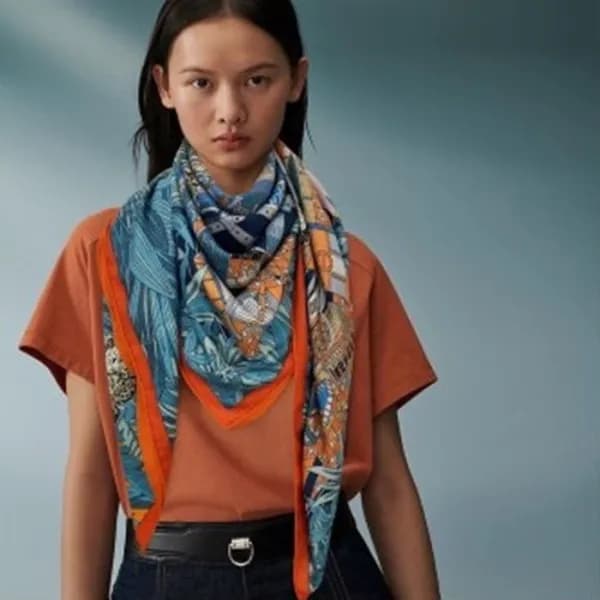 에르메스 여성 블루 양면 스카프 - Hermes Womens Blue Scarf - he4… - 1