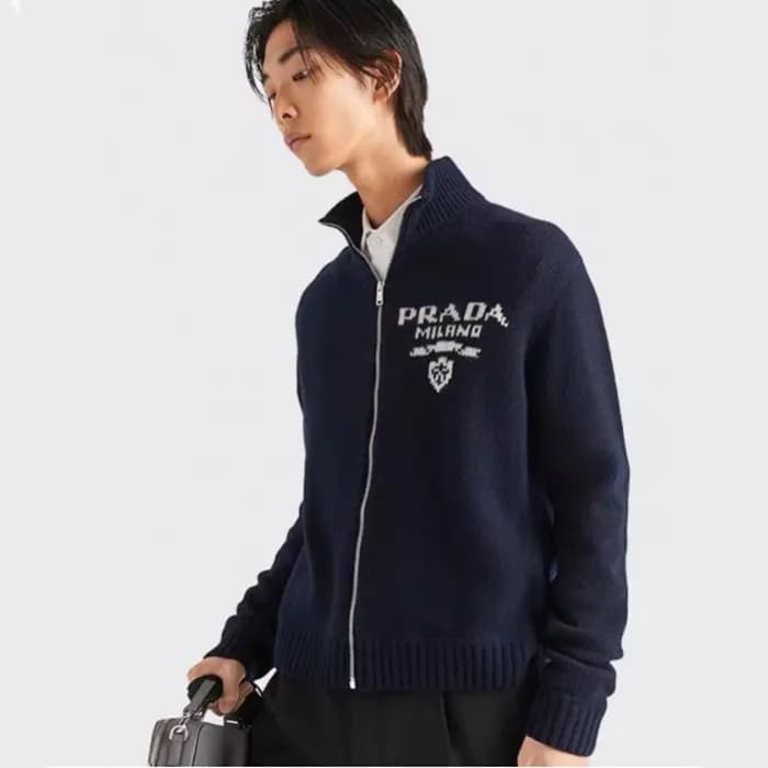 프라다 남성 네이비 브이넥 가디건 - Prada Mens Navy Cardigan - pr… - 1