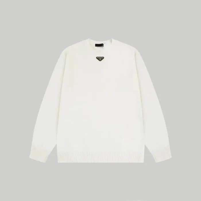 프라다 남성 크루넥 화이트 니트 - Prada Mens White Knits - pr866… - 1
