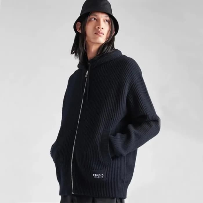 프라다 남성 블랙 집업 후드티 - Prada Mens Black Hoodie - pr884… - 1