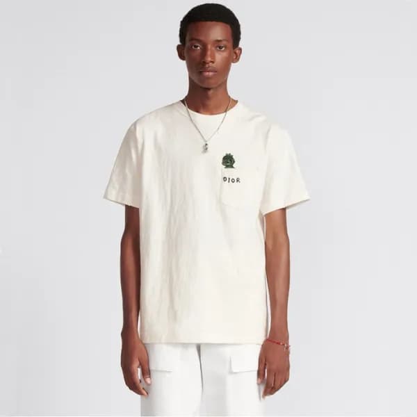 디올 남성 화이트 반팔티 - Dior Mens White Short sleeved Tshi… - 1