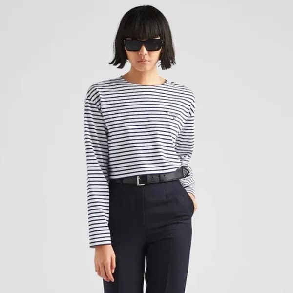 프라다 여성 블루 맨투맨 - Prada Womens Blue Tshirts - prc411… - 1