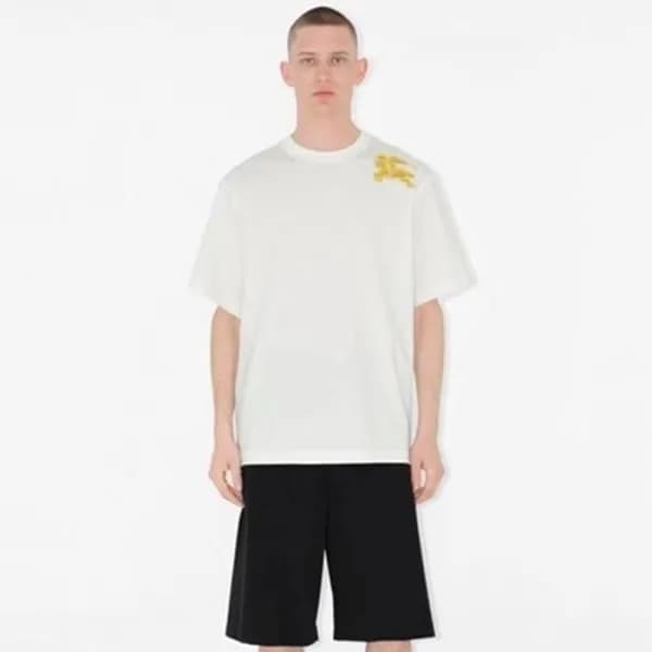 버버리 남성 화이트 반팔 티셔츠 - Burberry Mens White Tshirts - … - 1