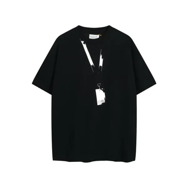 메종 마르지엘라 남성 블랙 반팔 티셔츠 - Maison Margiela Mens Black… - 1