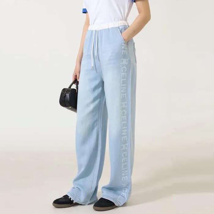 [당일배송] 셀린느 여성 뉴트럴 옆로고 와이드 데님 팬츠 - dd822x - 1