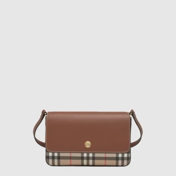 버버리 여성 체크 레더 페니 숄더 백 - Burberry Womens Check Leath… - 1