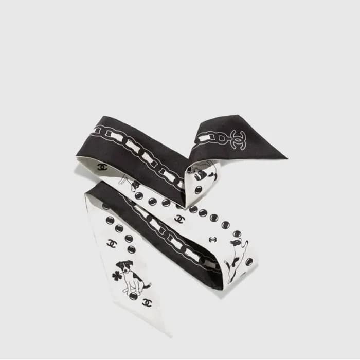 샤넬 여성 강아지 체인 프린트 실크 트윌리 - Chanel Womens Dog Chain … - 1