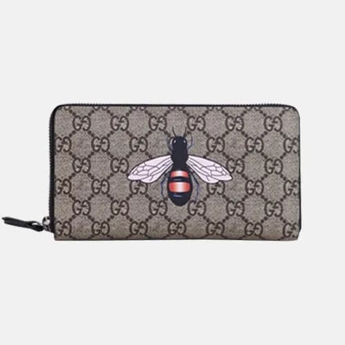 Gucci 2019 Mens Supreme Honeybee Leather Zippy Lon… - 1