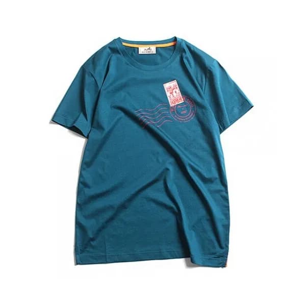 Hermes 2019 Mens Crew - neck Cotton Short Sleeved … - 1