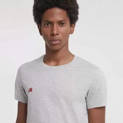 Burberry 2019 Mens Embroidery Logo Cotton Short Sl… - 1