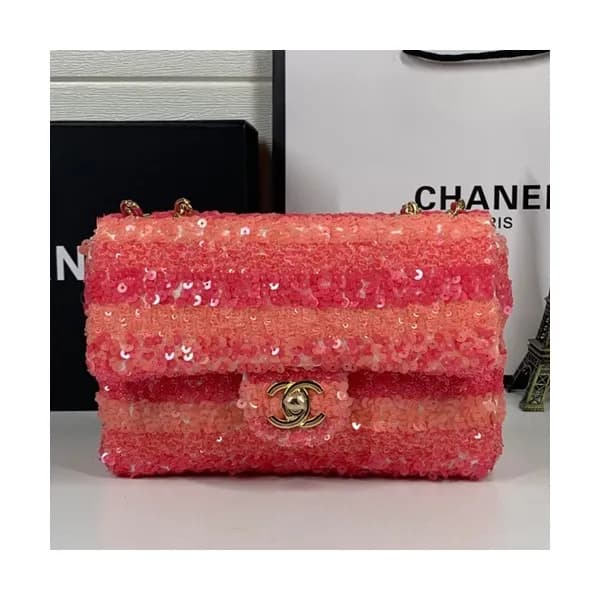 Chanel Women Chain Spangles & Leather Shoulder Bag… - 1