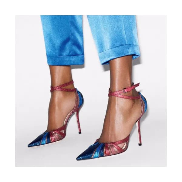 Jimmy-Choo 2019 Ladies Glitter Strap High-heel San… - 1