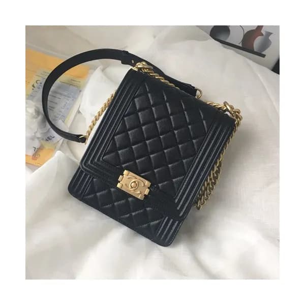Chanel 2019 Boy Leather Chain Shoulder Bag ,19.5CM… - 1