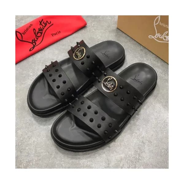 Christian Louboutin 2019 Mens Stud Logo Leather Sl… - 1