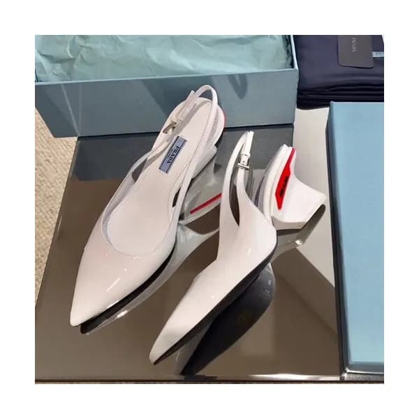 Prada 2019 Ladies Leather Middle Heel Slingback - … - 1