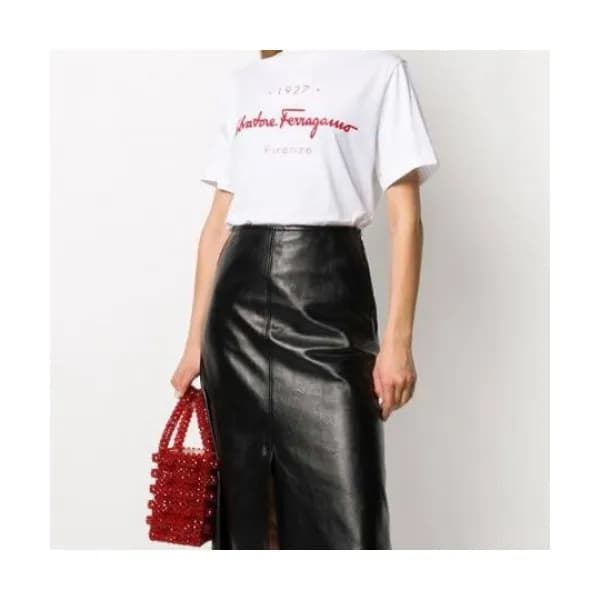 Ferragamo 2020 Womens Basic Logo Cotton Short Slee… - 1