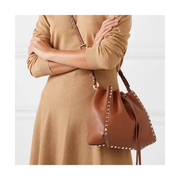 Valentino 2020 Garavani Rockstud Leather Bucket Sh… - 1
