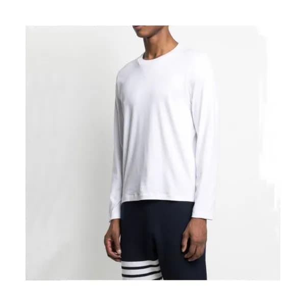 Thom Browne Mens Strap Crew-neck Cotton Tshirts W… - 1