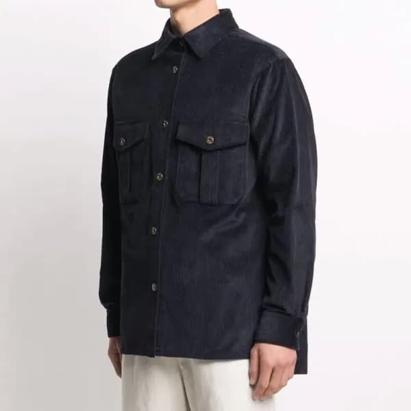 로에베 남성 클래식 블루 셔츠 - Loewa Mens Blue Tshirts - loe05… - 1