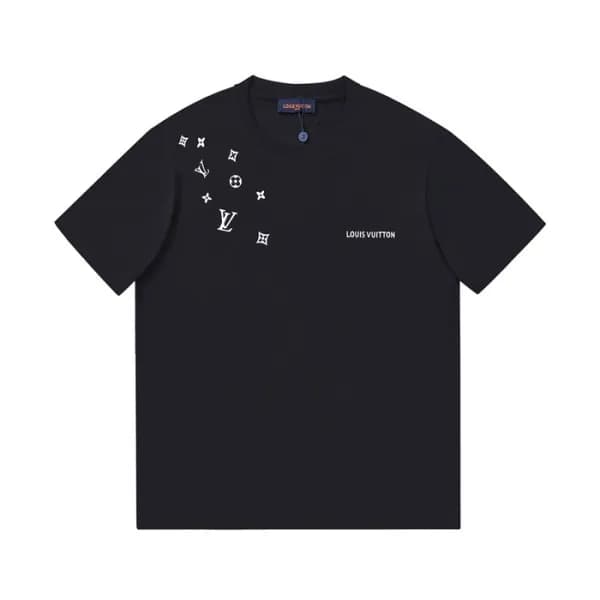 루이비통 남성 블랙 크루넥 반팔티 - Mens Black Tshirts - lou0414… - 1