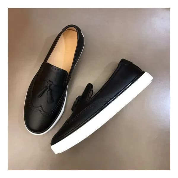 에르메스 남성 테슬 블랙 로퍼 - Mens Black Loafer - her0765x - 1