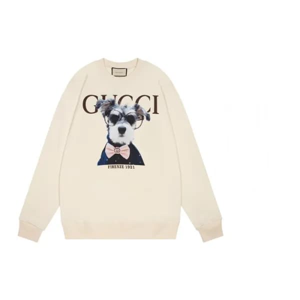 구찌 남/녀 캐쥬얼 아이보리 맨투맨 - Unisex Ivory Tshirts - Guc05… - 1