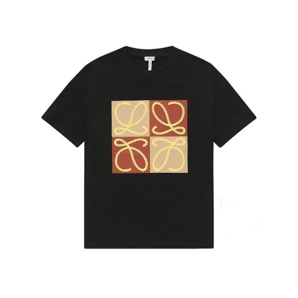 로에베 남/녀 이니셜 블랙 반팔티 - Unisex Black Tshirts - loe063… - 1