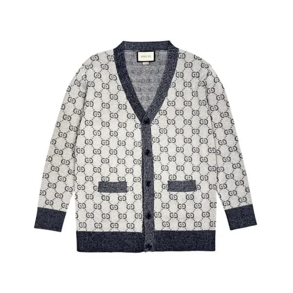 구찌 남/녀 브이넥 그레이 가디건 - Gucci Unisex Gray Cardigan - … - 1