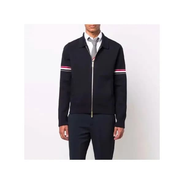 톰브라운 남성 네이비 집업 니트 - Thom Browne Mens Navy Knits - … - 1