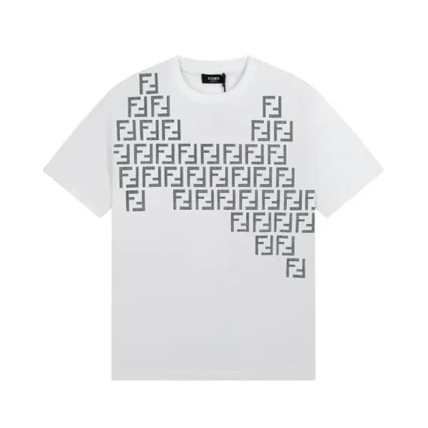 펜디 남성 화이트 크루넥 반팔티 - Fendi Mens White Short sleeved… - 1