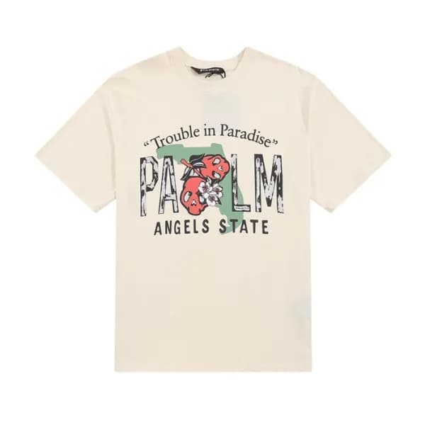 팜 엔젤스 남성 아이보리 크루넥 반팔티 - Pam Angels Mens Ivory Tshi… - 1