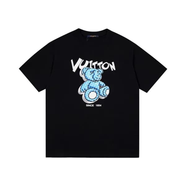 루이비통 남성 블랙 크루넥 반팔티 - Louis vuitton Mens Black Shor… - 1