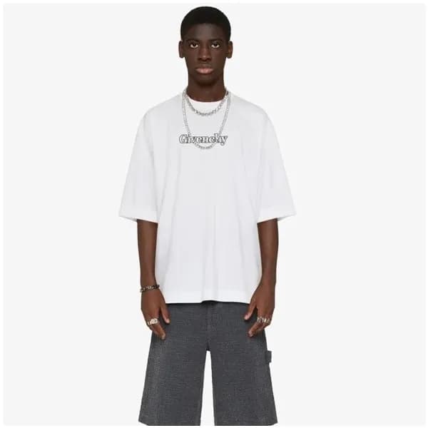 지방시 남/녀 크루넥 화이트 반팔티 - Givenchy Unisex White Short … - 1