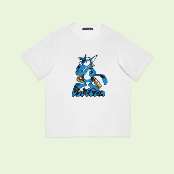 루이비통 남성 크루넥 화이트 반팔티 - Louis vuitton Mens White Sho…