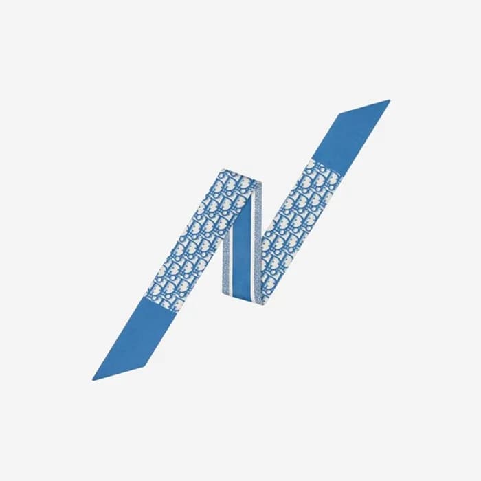 디올 여성 오블리크 콘플라워 블루 실크 트윌 미차 스카프 【매장-50만원대】 - Dior … - 1