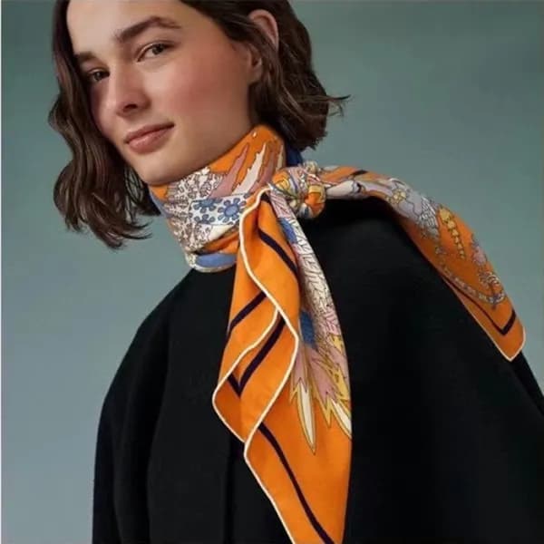에르메스 여성 오렌지 스카프 - Hermes Womens Orange Scarf - he4… - 1