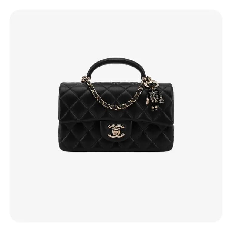 샤넬 뉴미니 플랩백 탑핸들 램스킨 블랙 골드 - Chanel Nu Mini Torre Ha… - 1