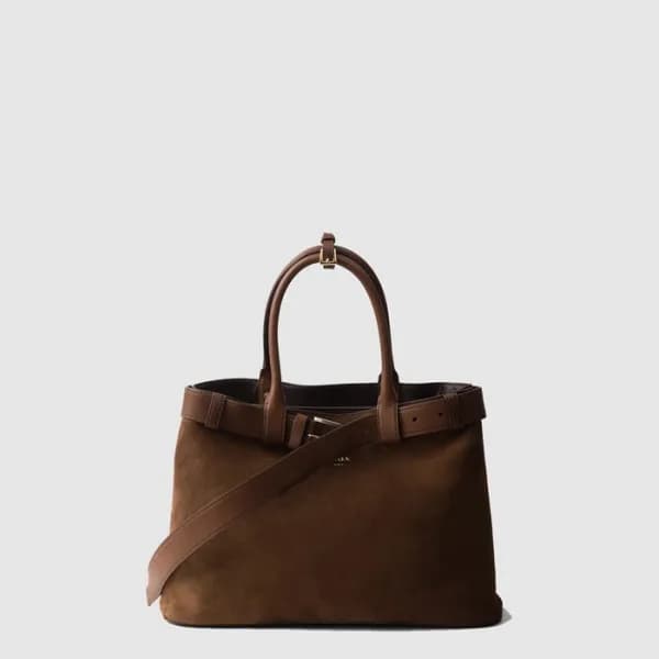 프라다 여성 더블 벨트 토트백 1BA416 - Prada Womens Tan Tote Ba… - 1