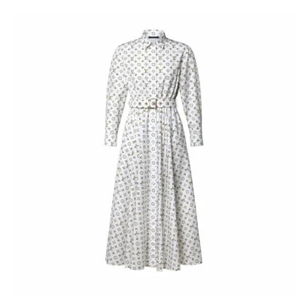 루이비통 여성 모노그램 프린트 셔츠 드레스 - Louis vuitton Womens Woven Monogram Print Shirt Dress - lvc16384x